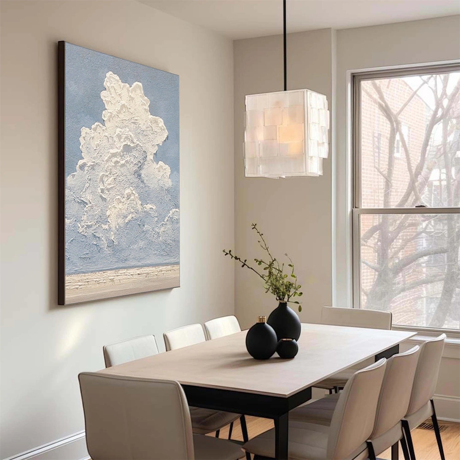 Sky And Ocean Abstract Textured Wall Art #SO342