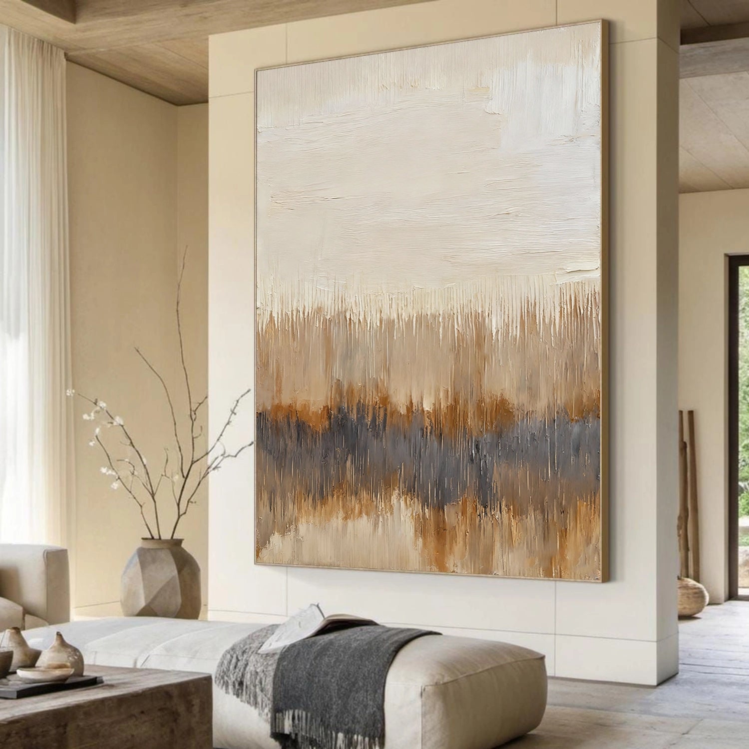 Beige and Brown Abstract Wall Art #AW191