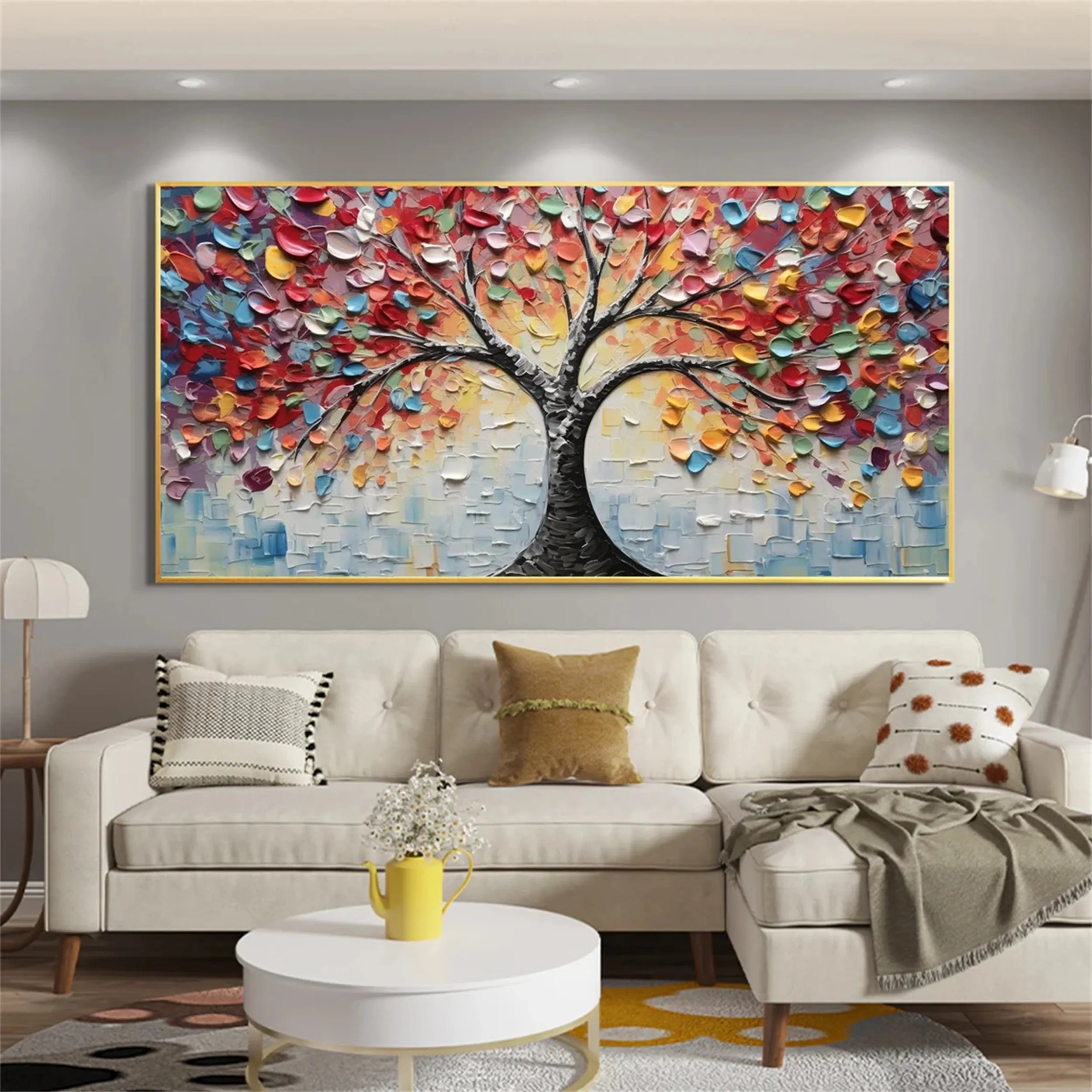 Colorful Tree And Flower Painting #TF019