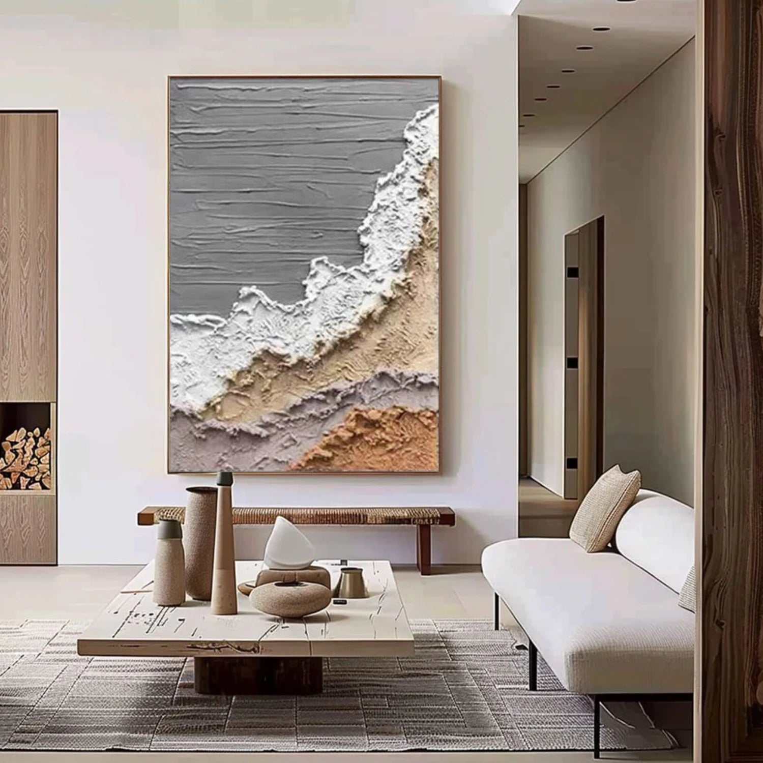 Sky And Ocean Abstract Textured Wall Art #SO362