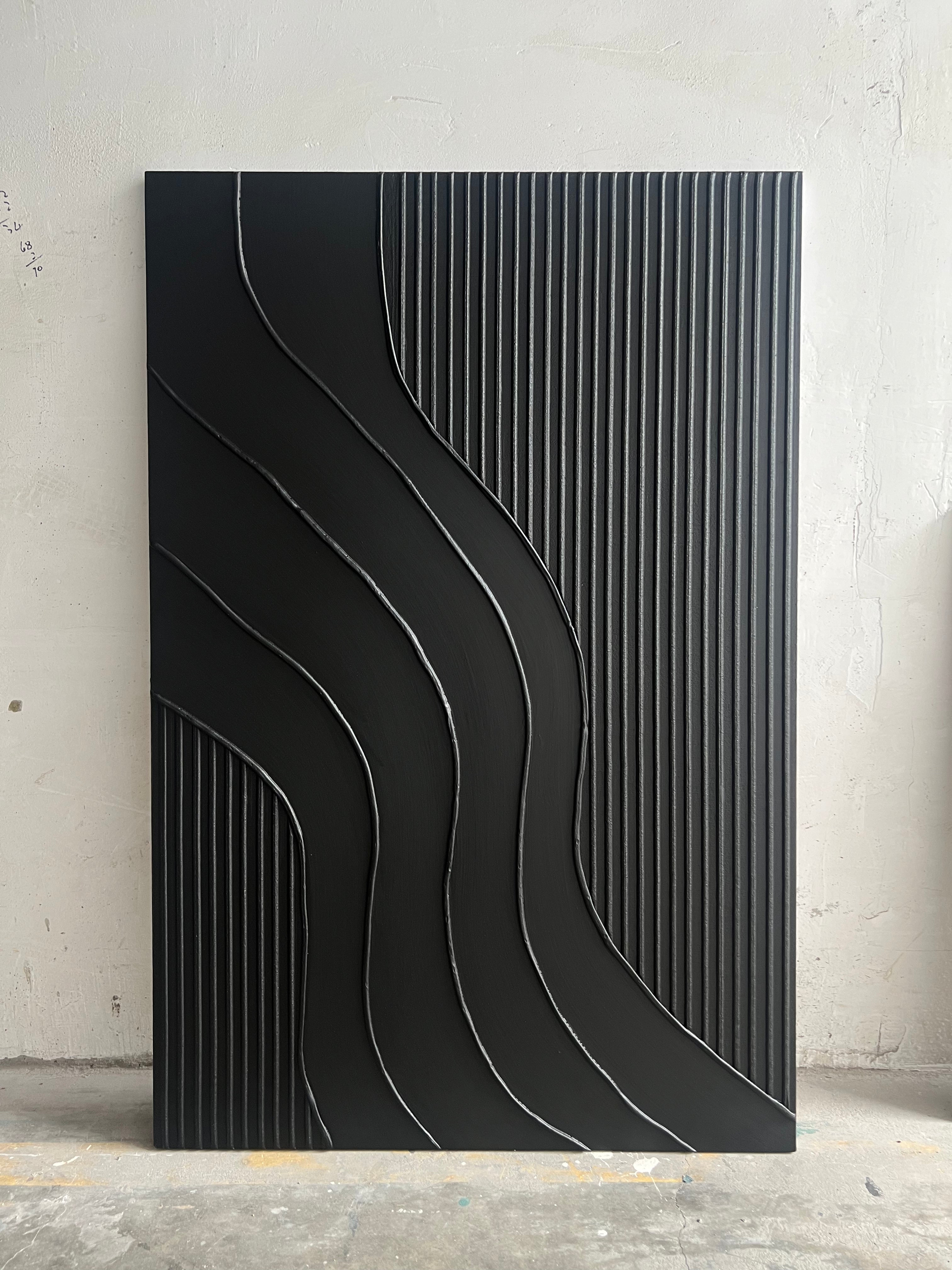 Black Textured Minimalist Wall Art #BT020