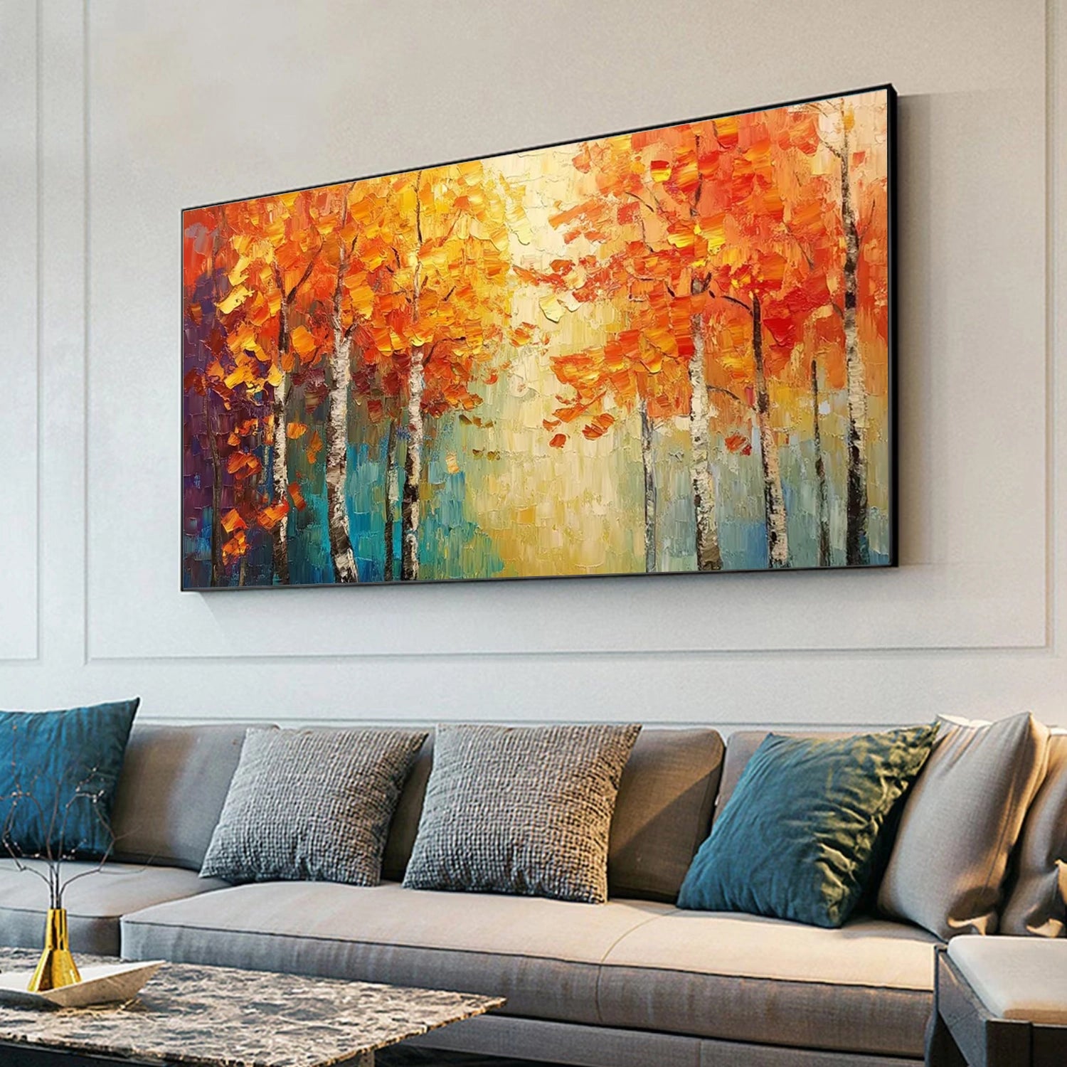 Tree And Flower Abstract Textured Wall Art #TF165