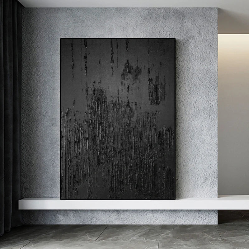 Black Textured Minimalist Wall Art #BT014