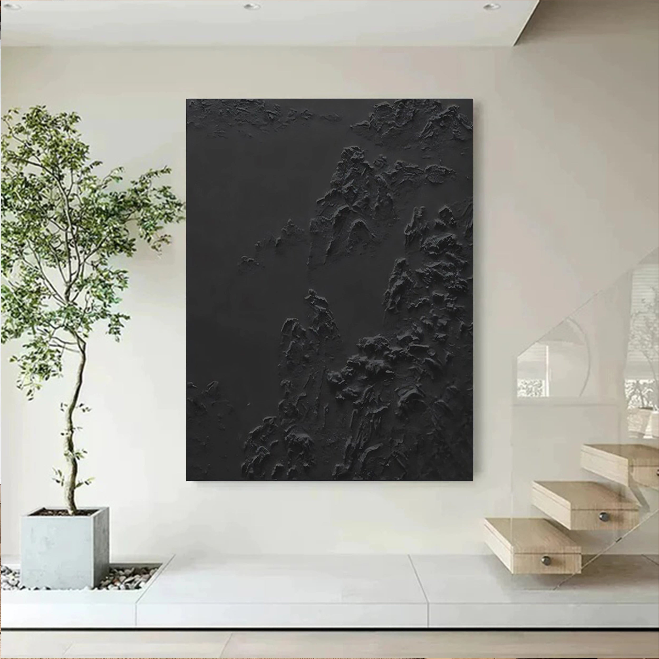 Black Textured Minimalist Wall Art #BT038