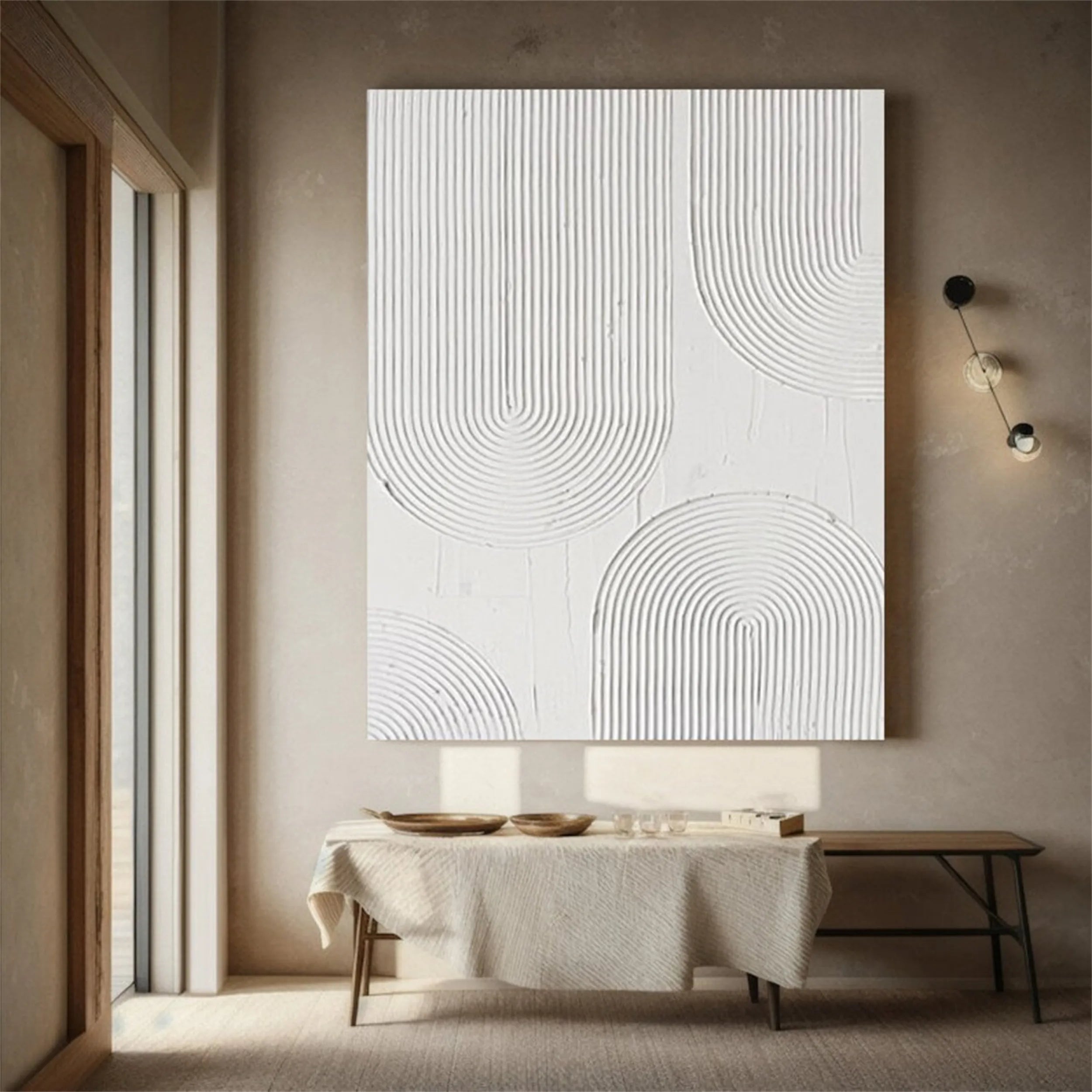 White Textured Minimalist Wall Art #WT106