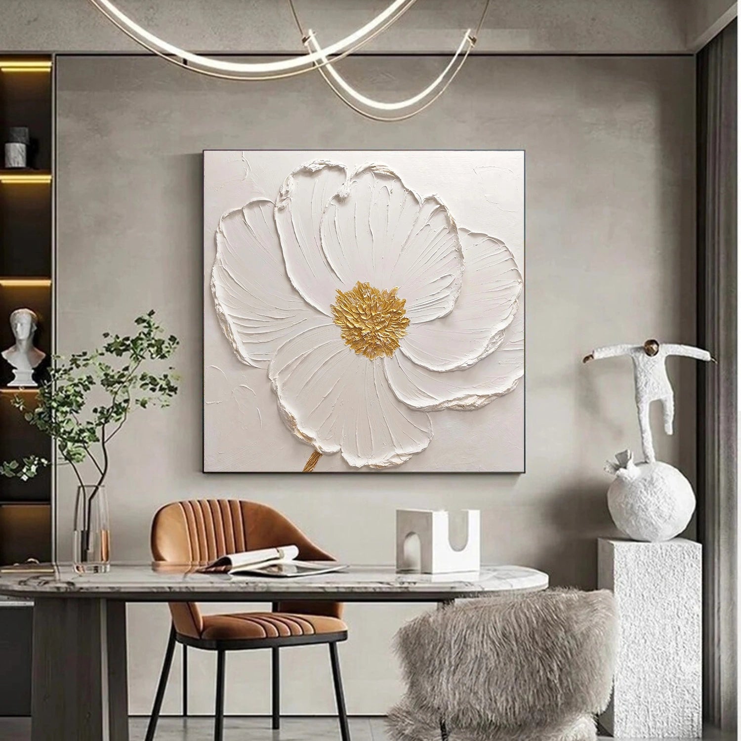 Tree And Flower Abstract Textured Wall Art #TF161