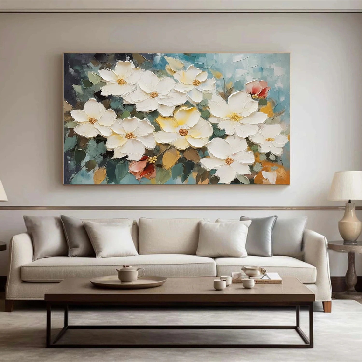 Tree And Flower Abstract Textured Wall Art #TF114