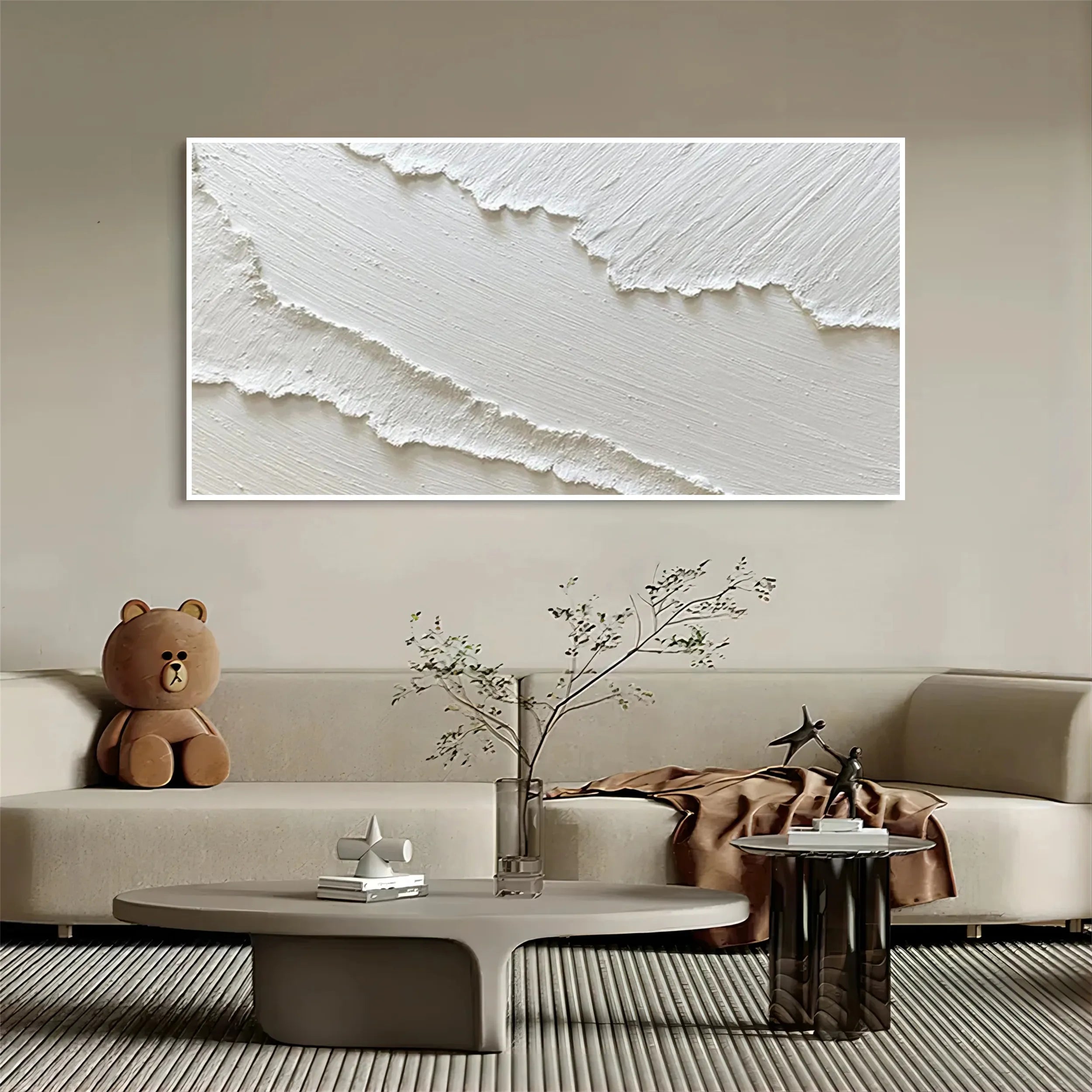White Textured Minimalist Wall Art #WT095