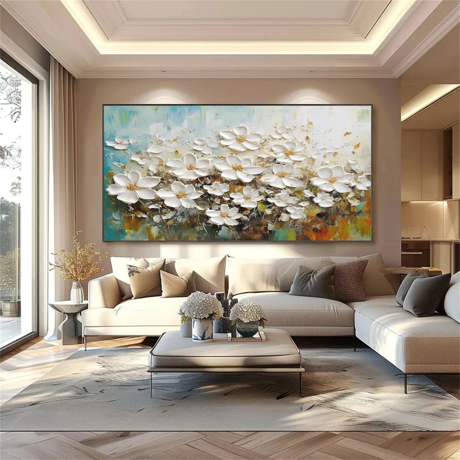 Tree And Flower Abstract Textured Wall Art #TF115