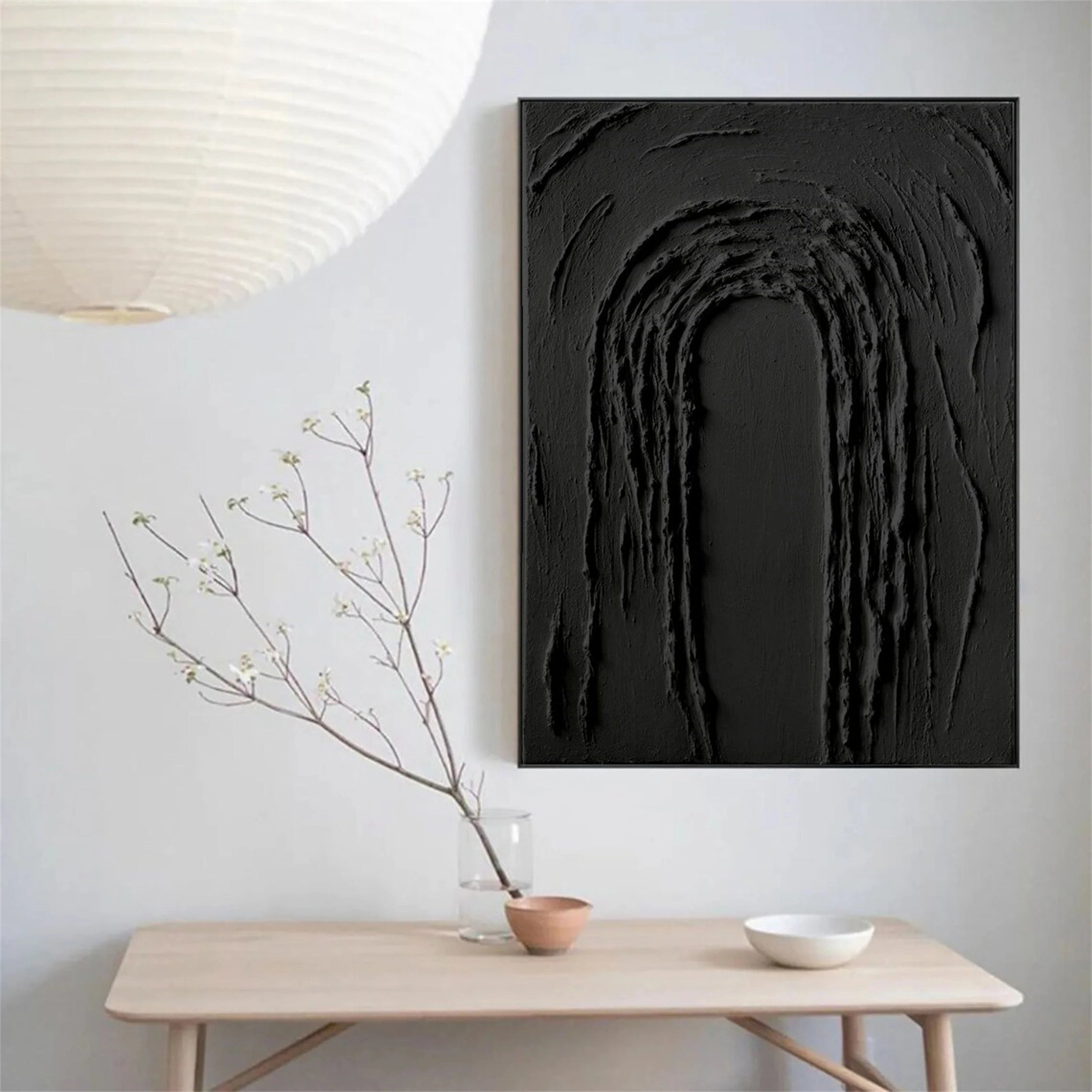 Black Textured Minimalist Wall Art #BT039