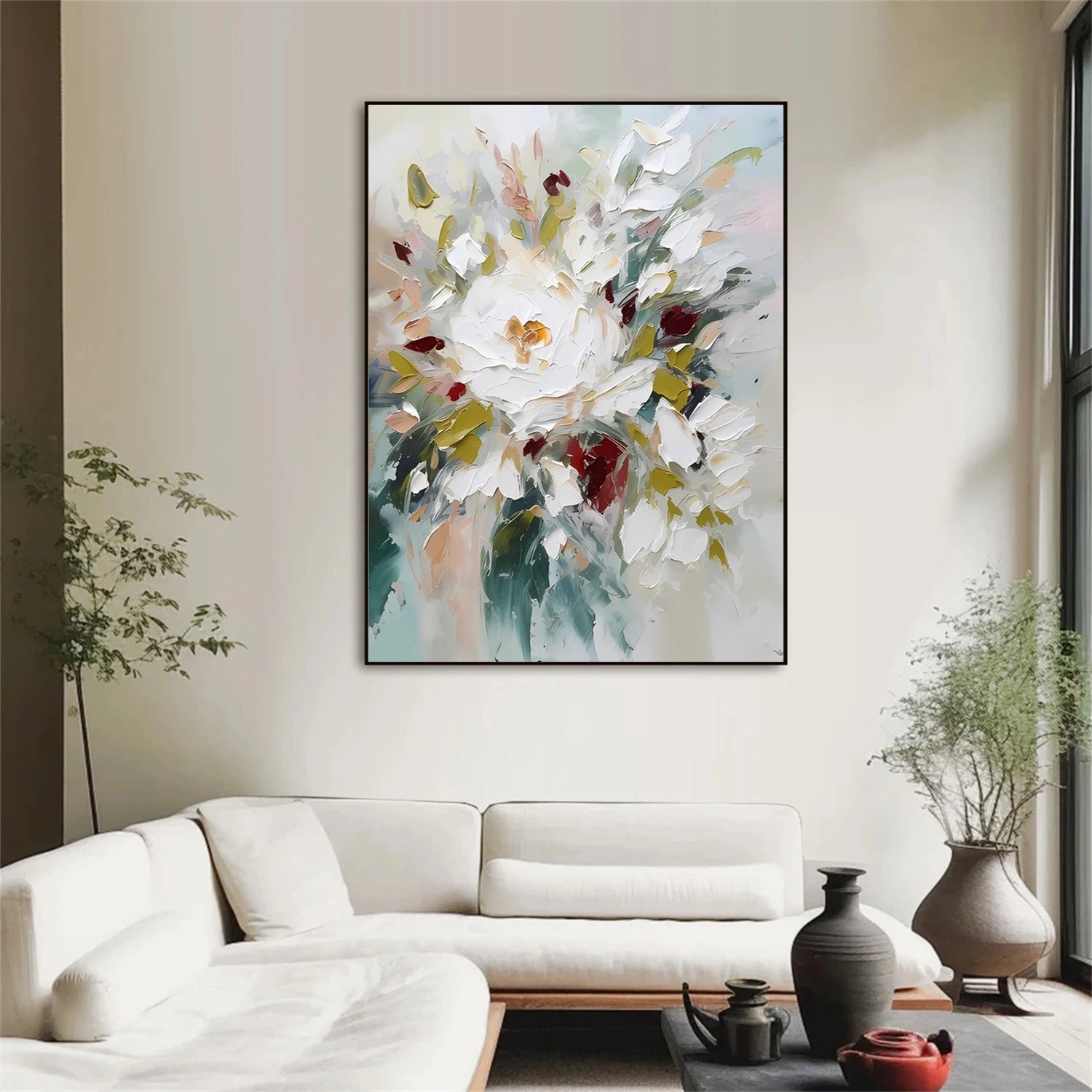 Tree And Flower Abstract Textured Wall Art #TF112