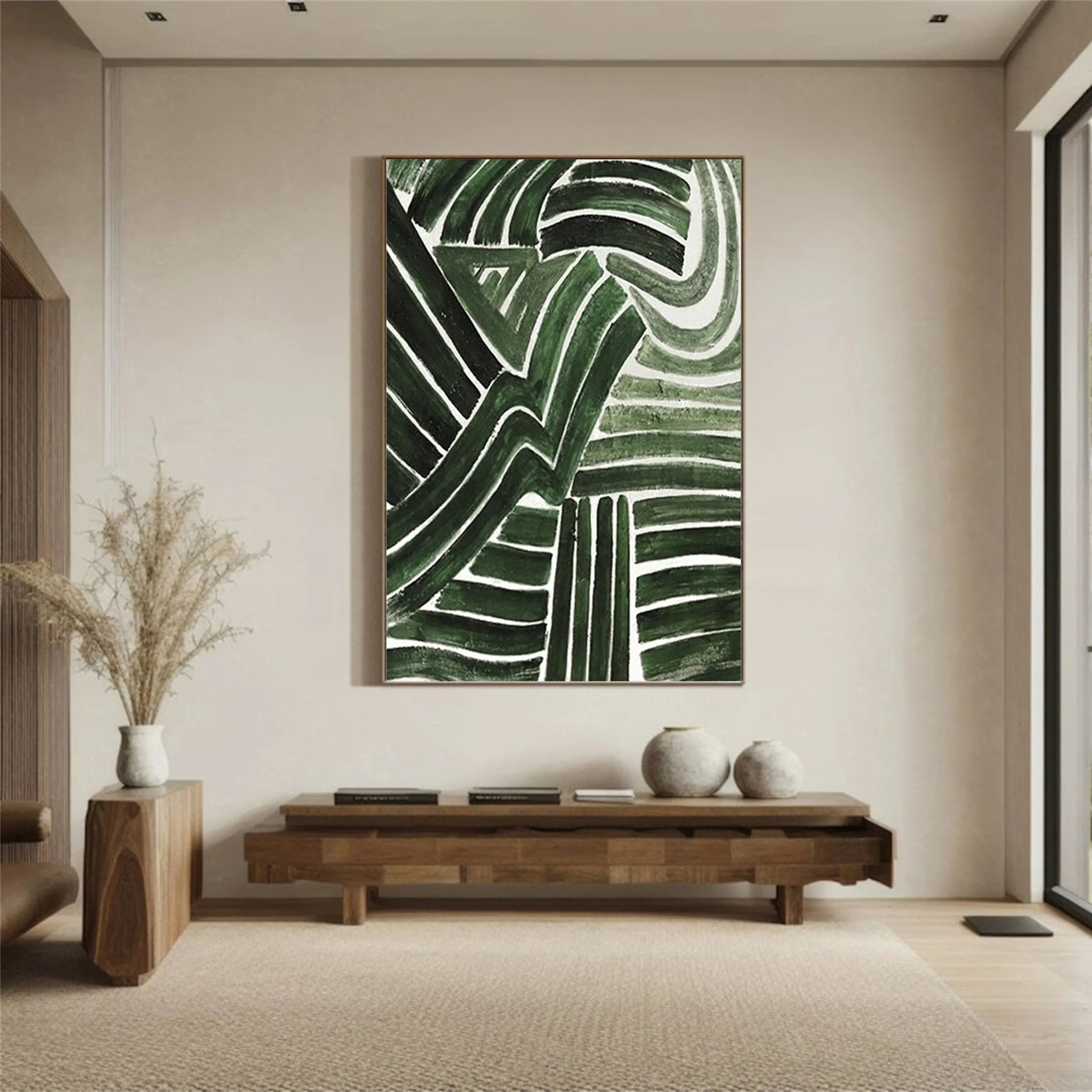 Green Textured Minimalist Wall Art #GT025