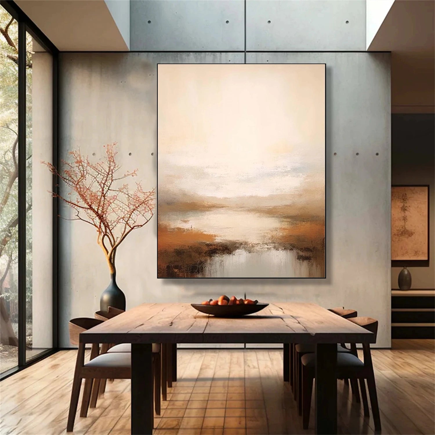 Beige & Brown Abstract Wall Art #AW147