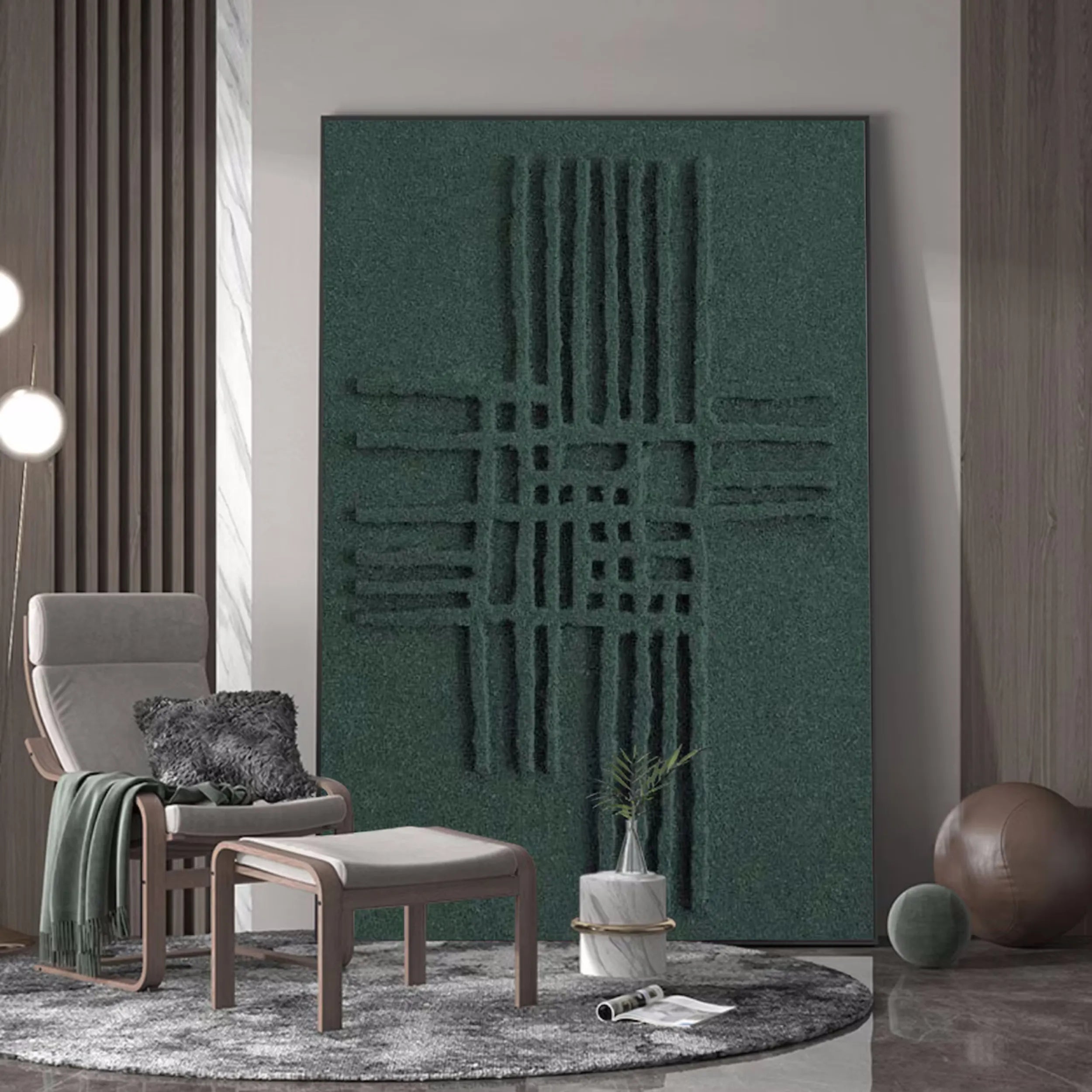 Green Textured Minimalist Wall Art #GT028