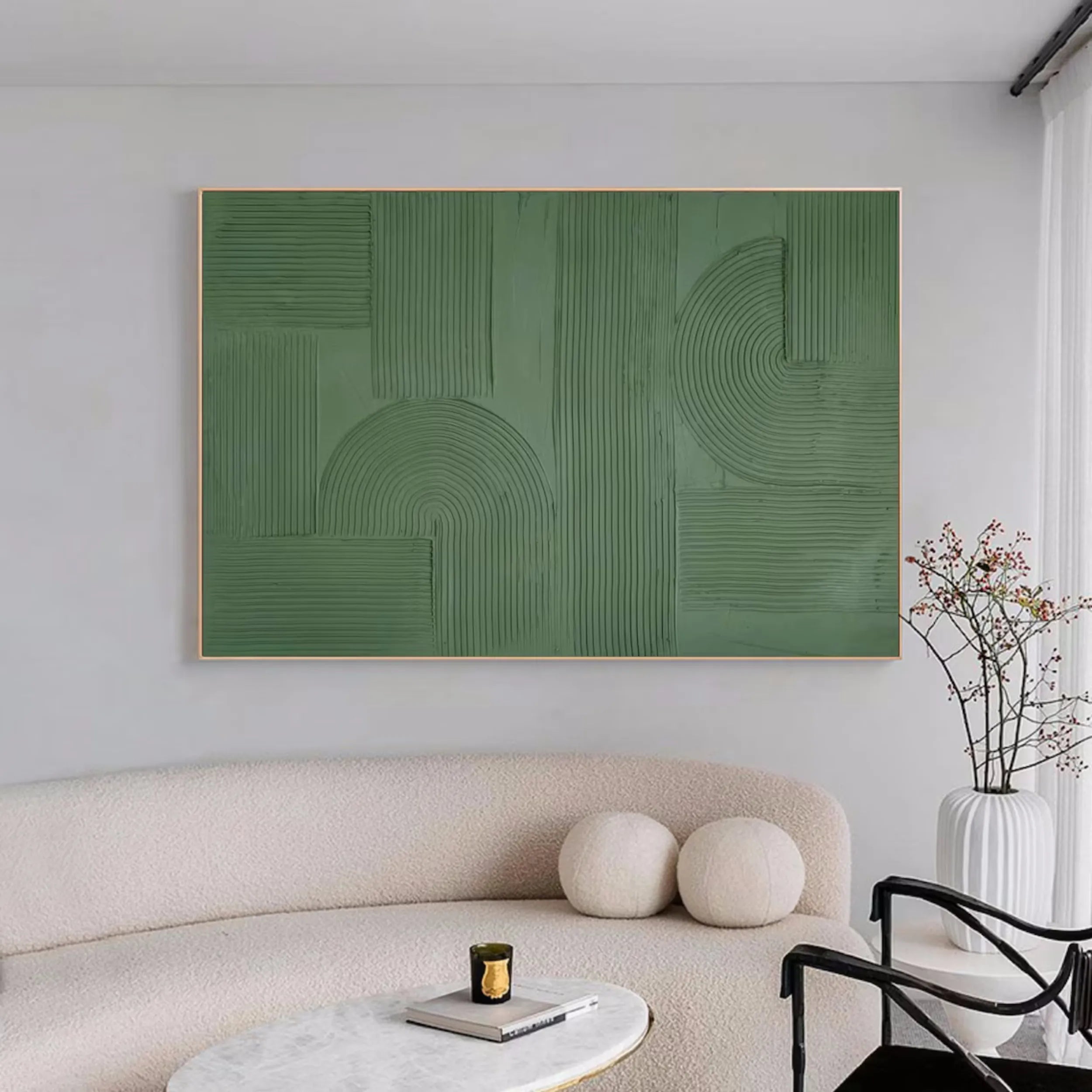 Green Textured Minimalist Wall Art #GT029