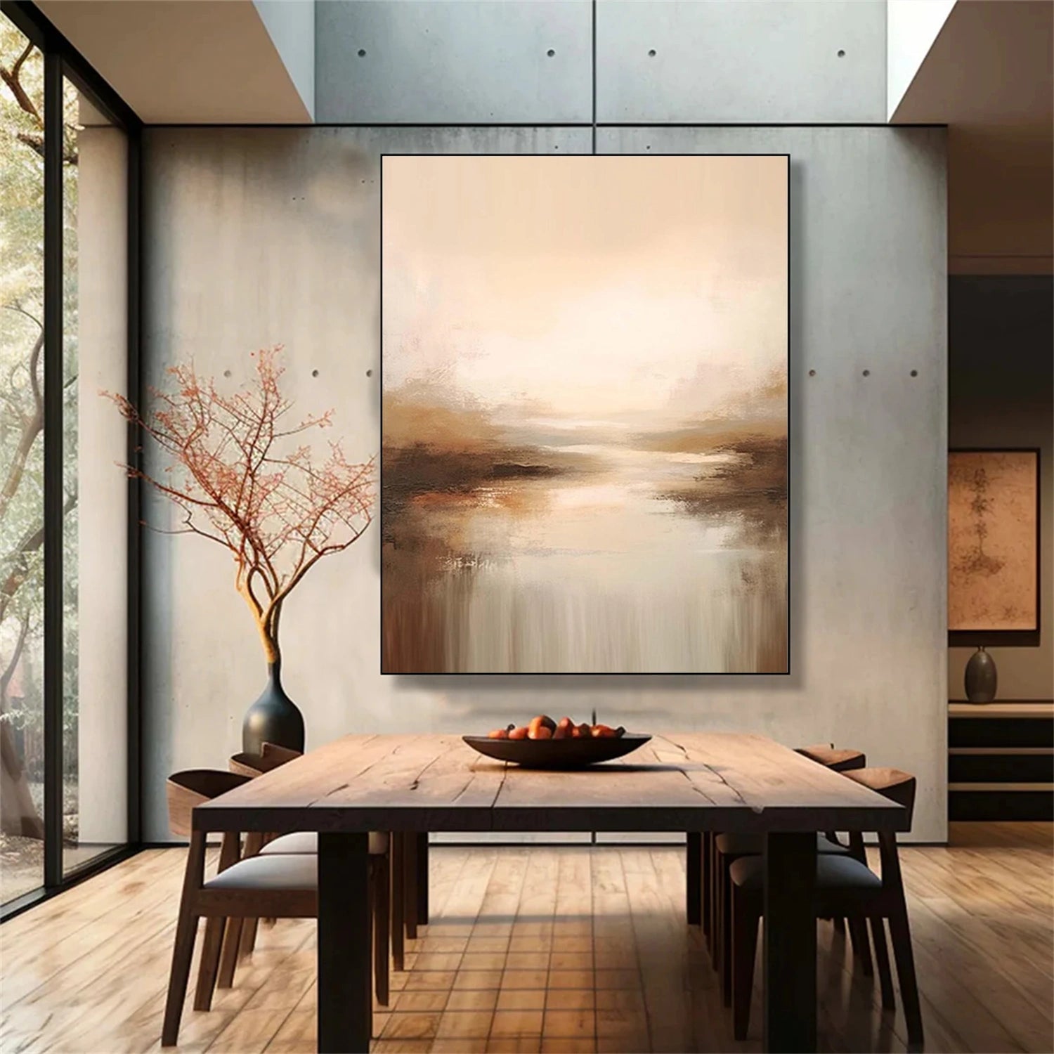 Beige & Brown Abstract Wall Art #AW146