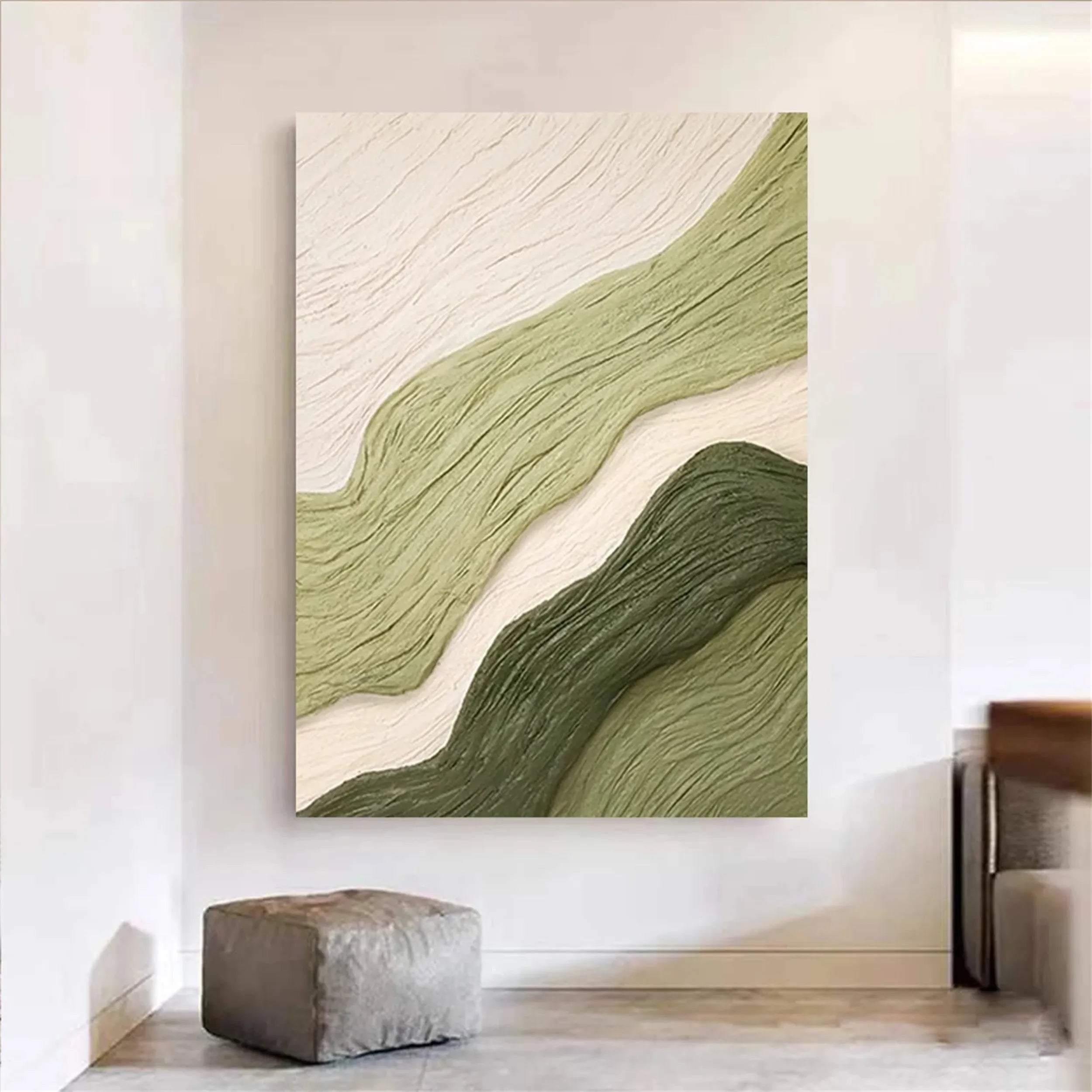 Green Textured Minimalist Wall Art #GT026