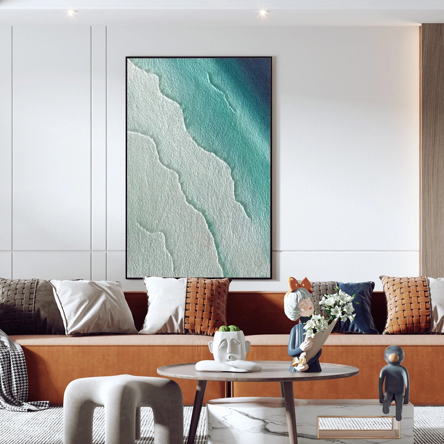 Sky And Ocean Abstract Textured Wall Art #SO280
