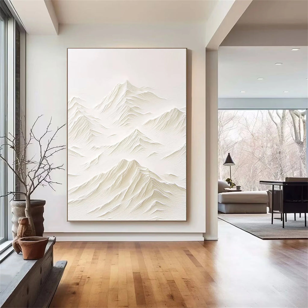 Zoes Deco Original Hand-Painted Abstract/Minimalist/White Textured