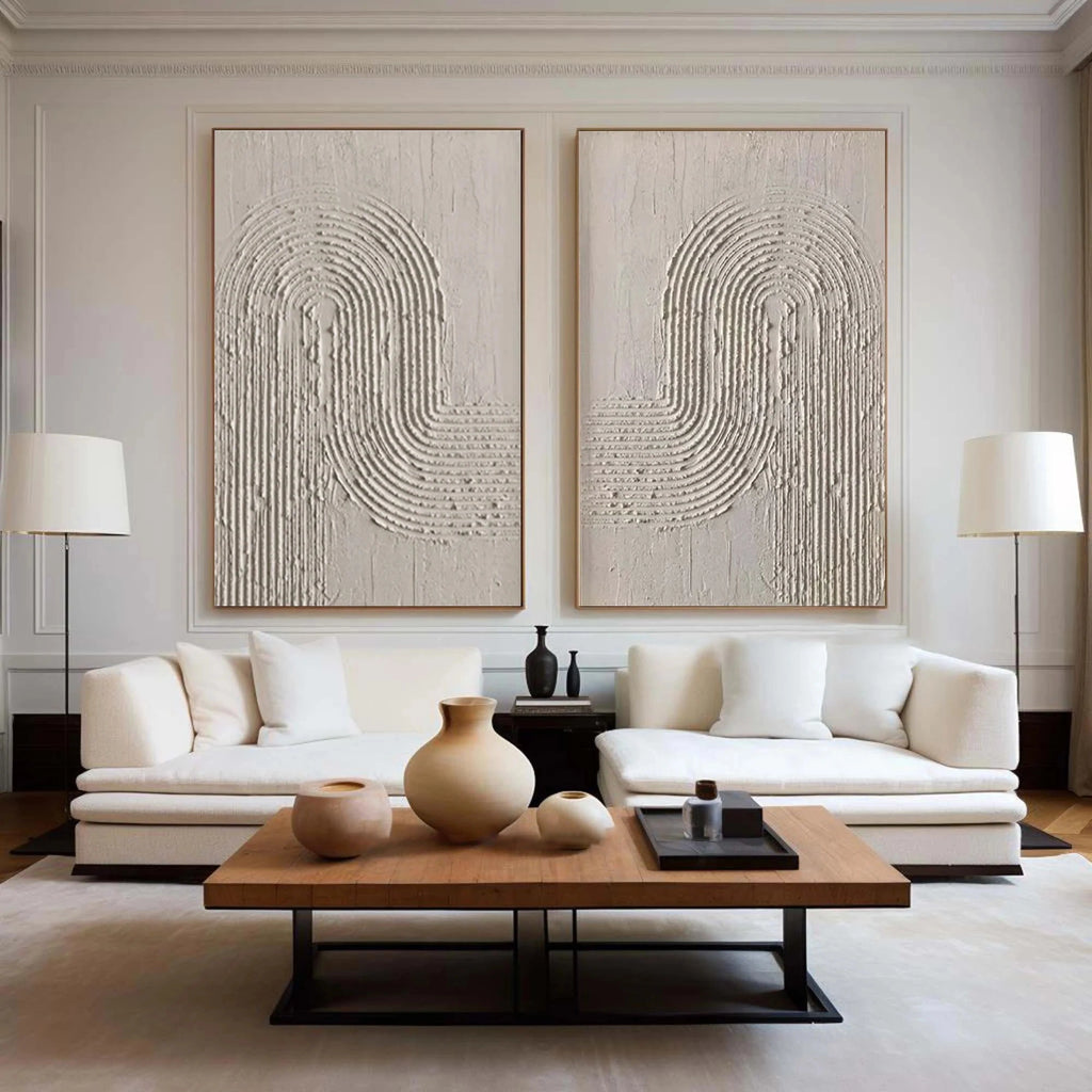 Beige & Textured Minimalist Wall Art Set 2 #BM001