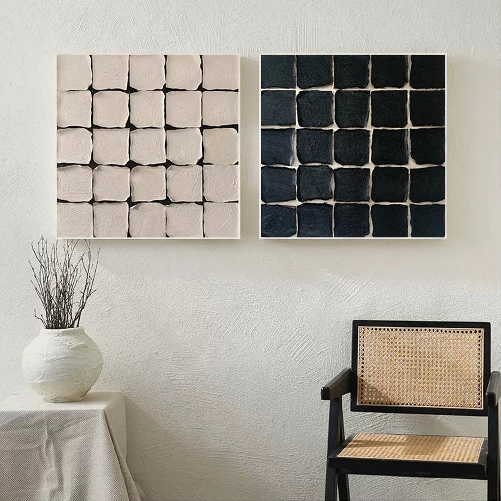 White Wabi Sabi Abstract Textured Canvas Art Set 2 #WA194