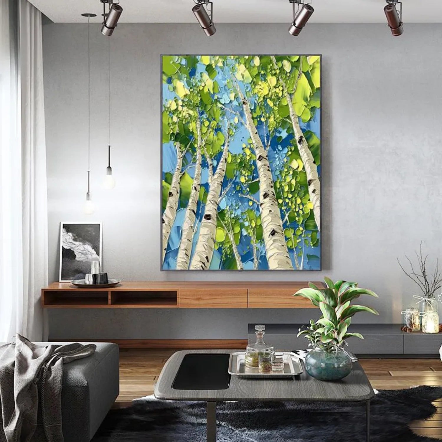 Tree And Flower Abstract Textured Wall Art #TF121