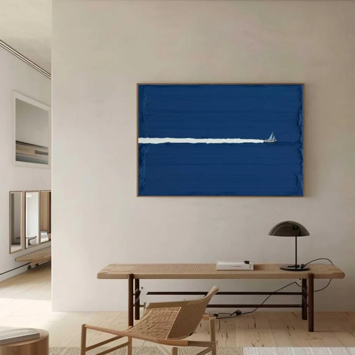 Blue Sky And Ocean Abstract Textured Wall Art #SO268