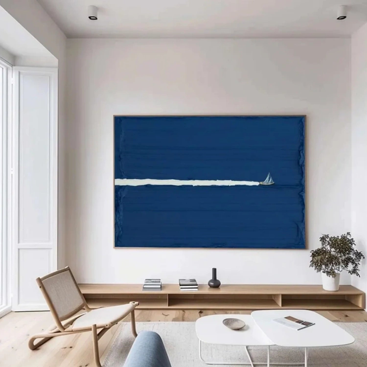 Blue Sky And Ocean Abstract Textured Wall Art #SO268