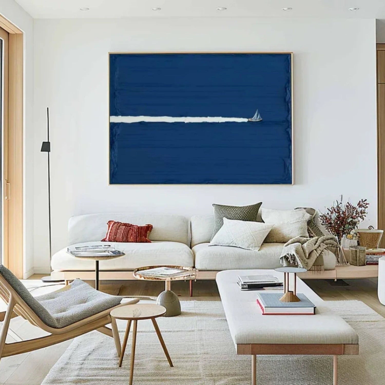 Blue Sky And Ocean Abstract Textured Wall Art #SO268