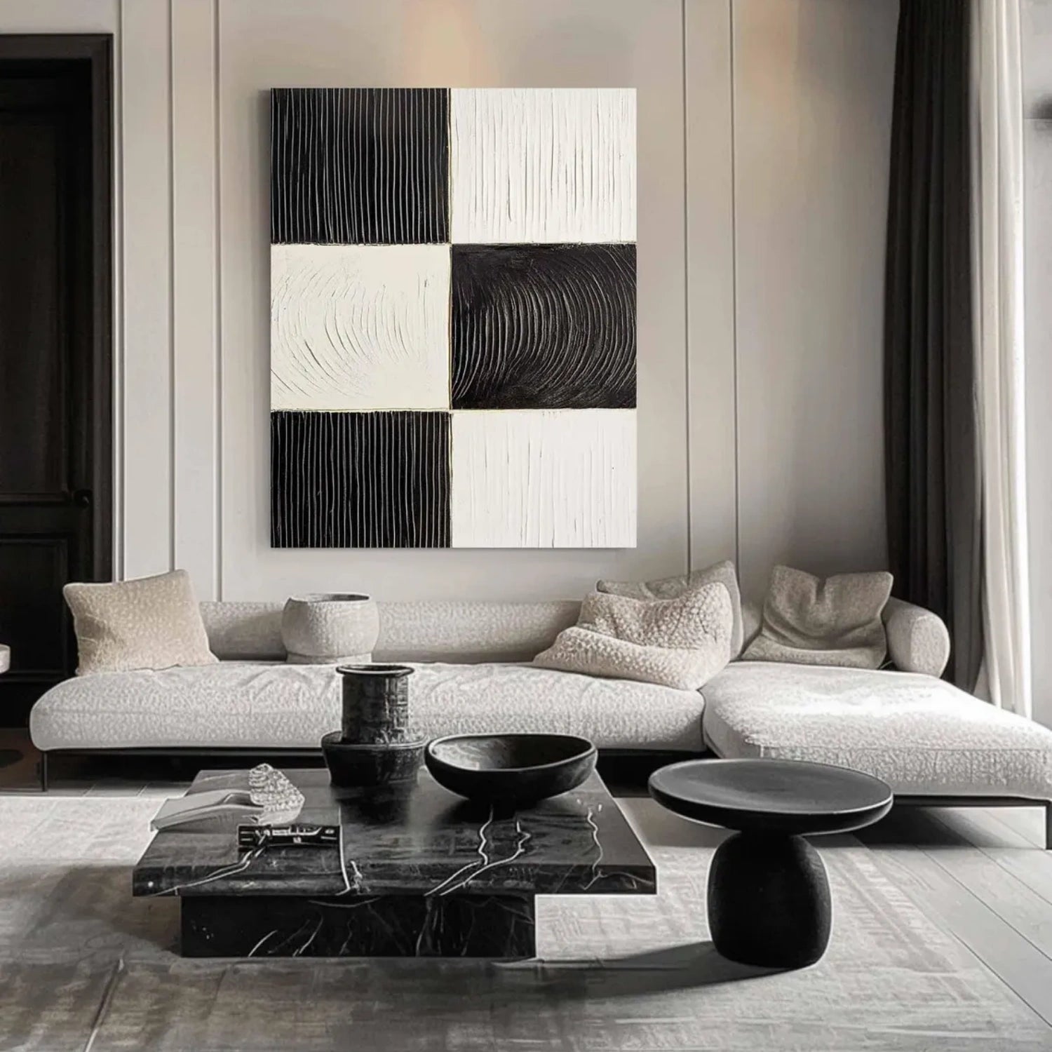 Black and White Textured Minimalist Wall Art #WT188
