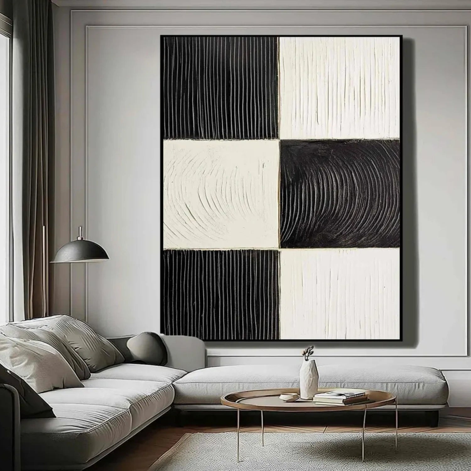 Black and White Textured Minimalist Wall Art #WT188