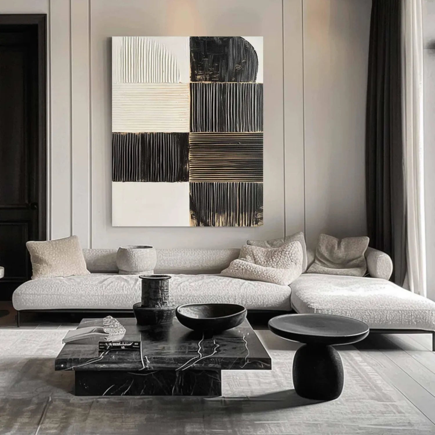 Black and White Textured Minimalist Wall Art #WT187