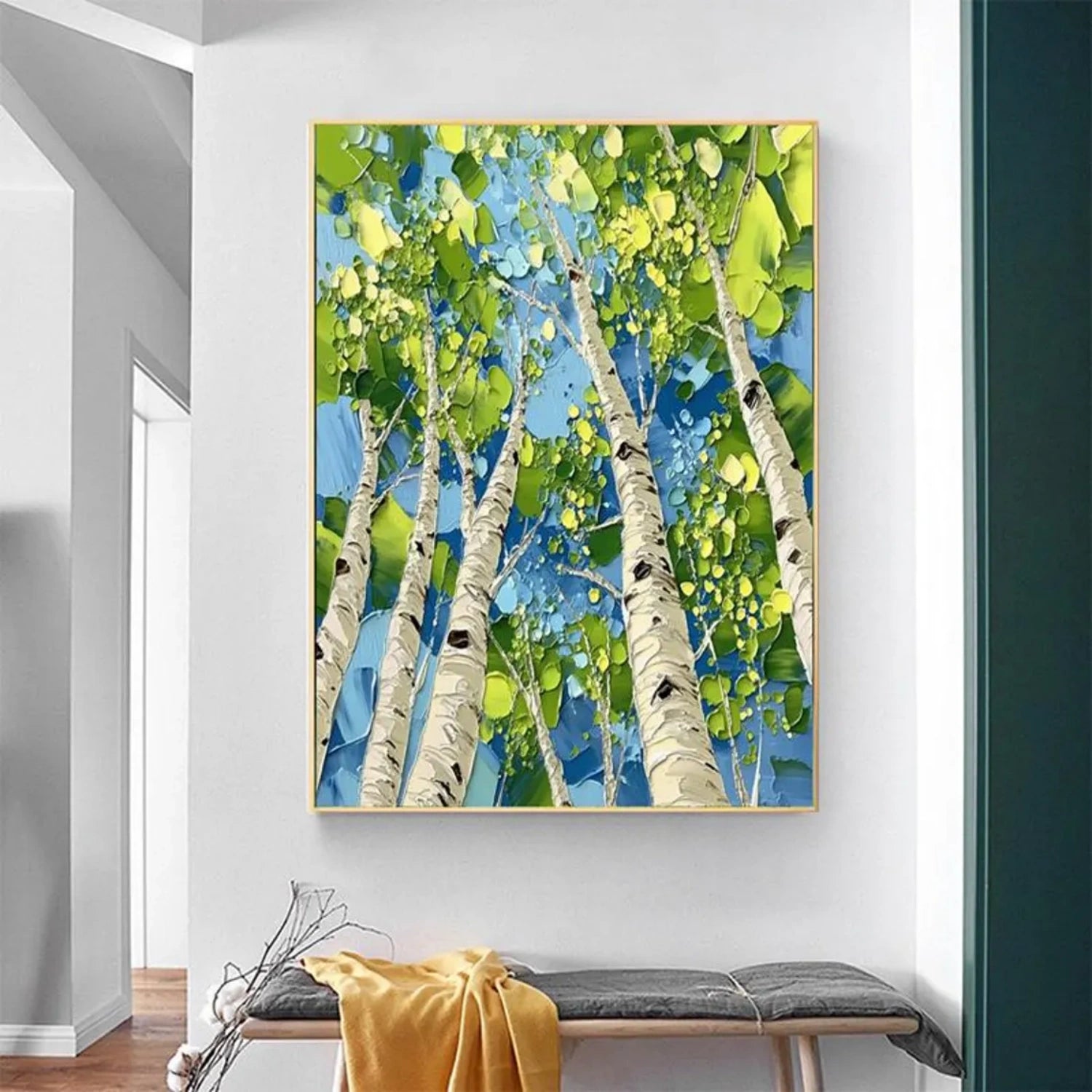 Tree And Flower Abstract Textured Wall Art #TF121
