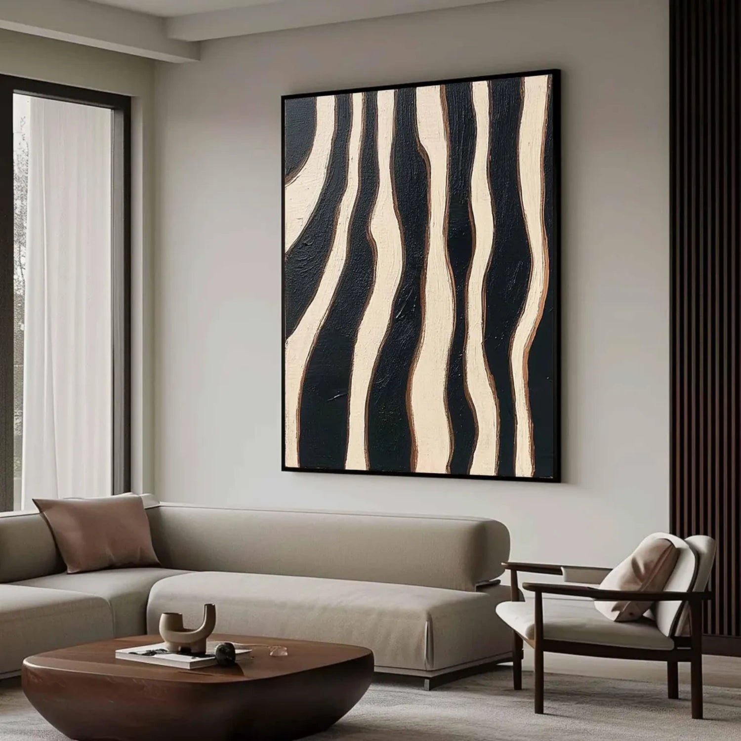 Black and Beige Textured Minimalist Wall Art #WT190