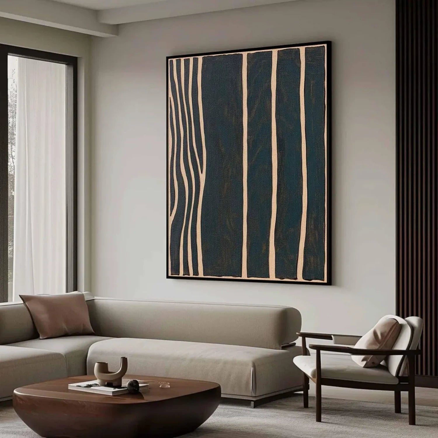 Black and Beige Textured Minimalist Wall Art #WT189