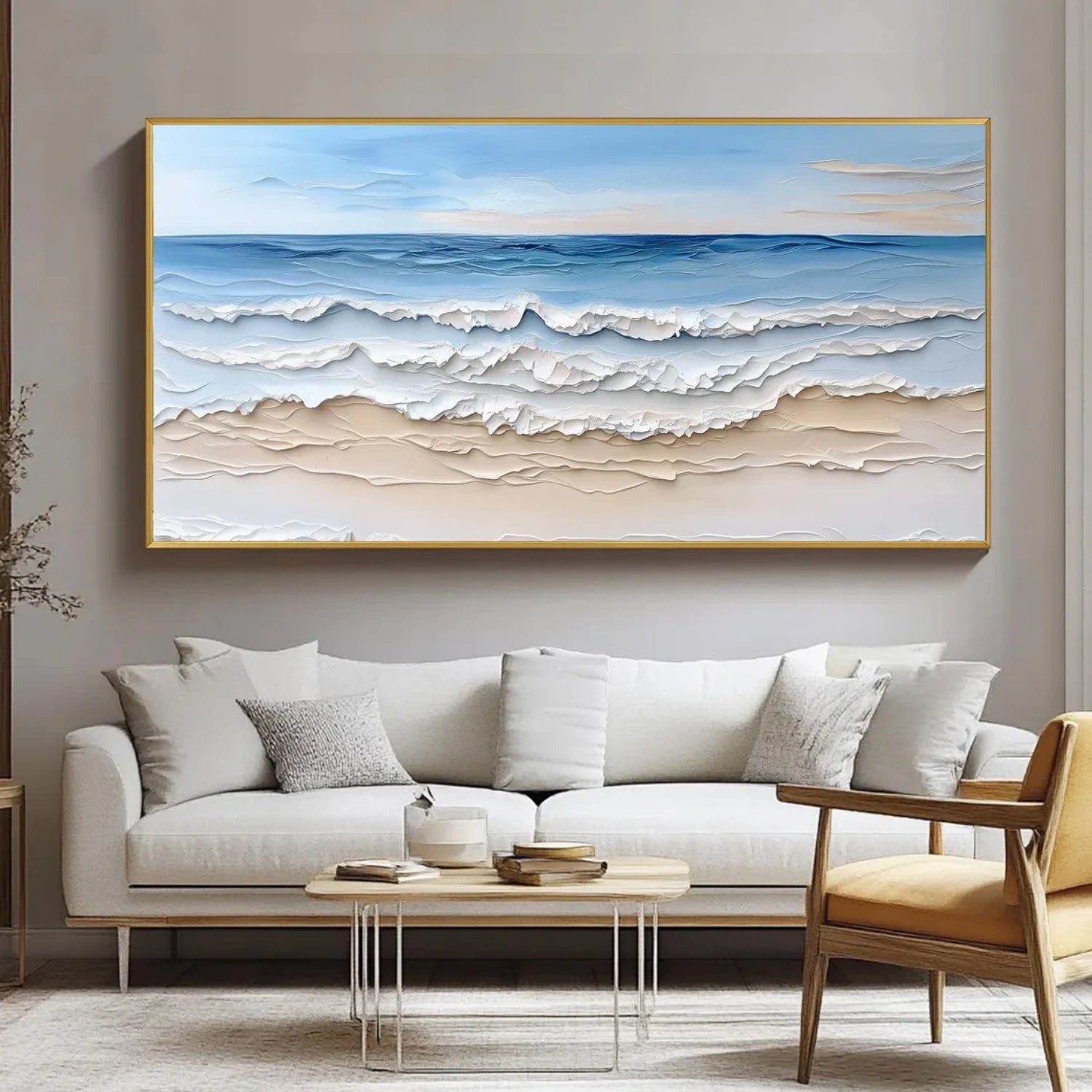 Sky And Ocean Abstract Textured Wall Art #SO313