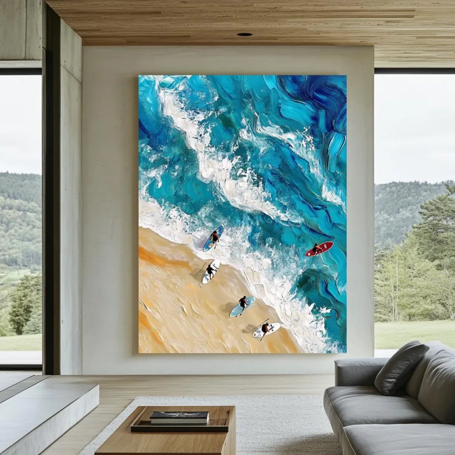 Surfing Sport Textured Wall Art #BA006