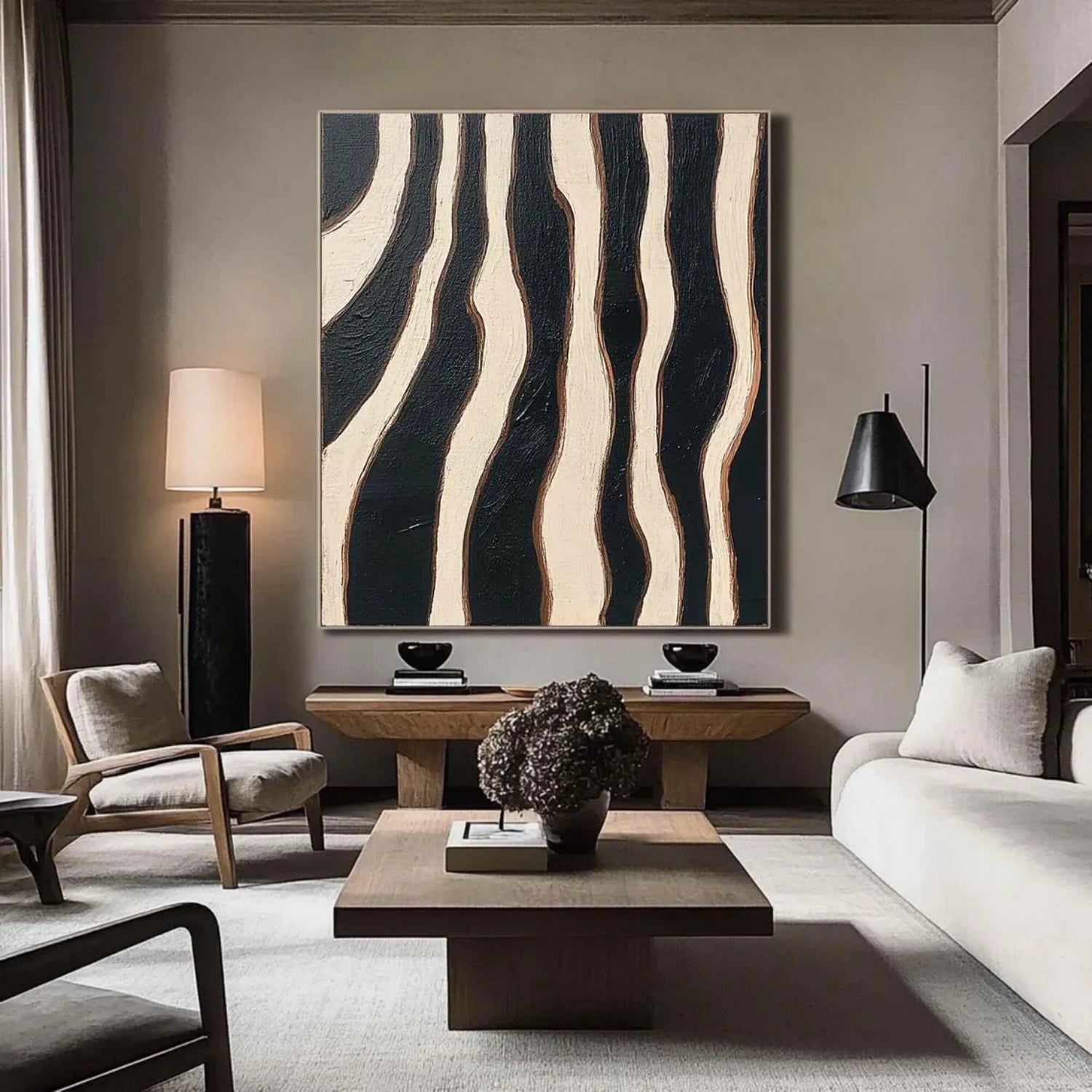 Black and Beige Textured Minimalist Wall Art #WT190