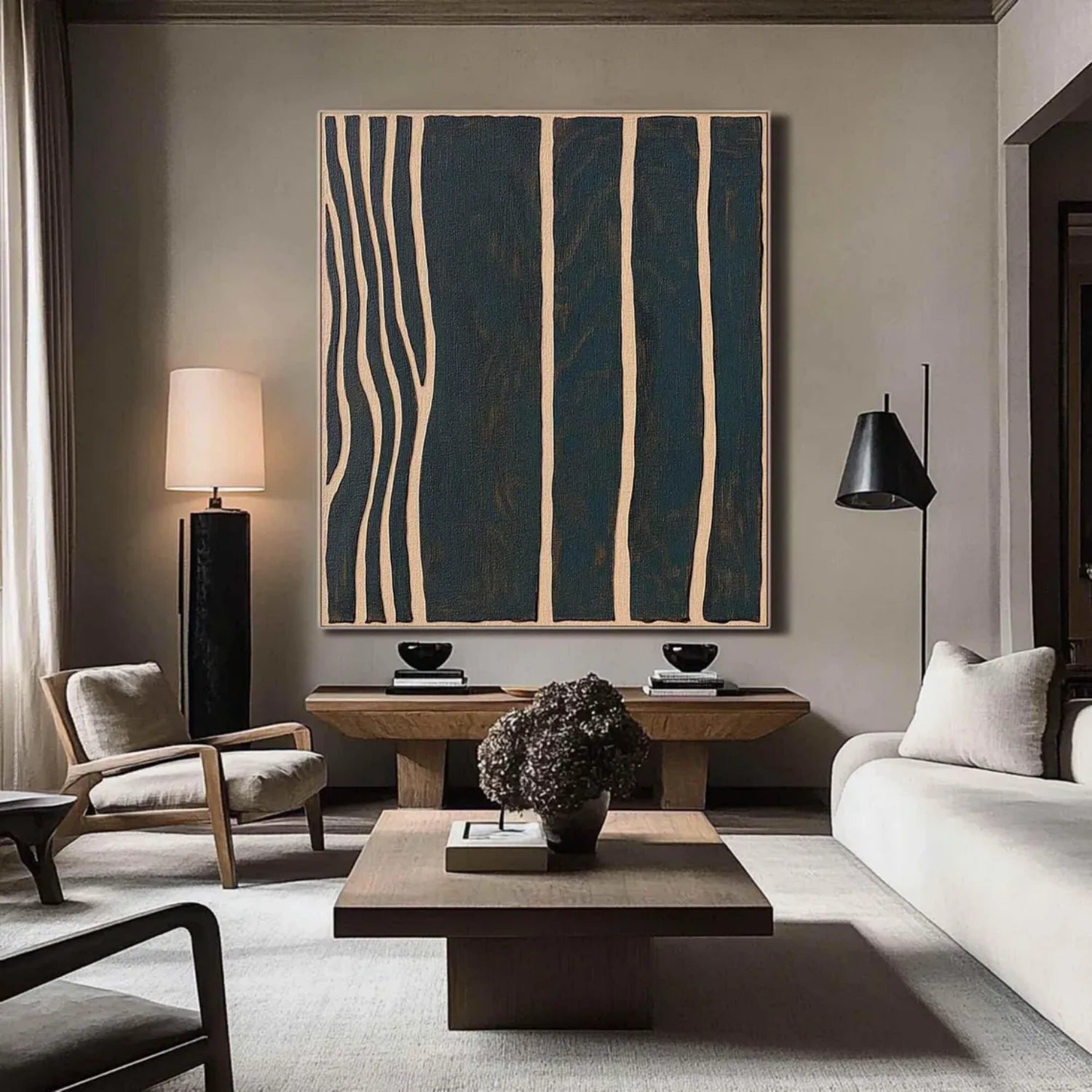 Black and Beige Textured Minimalist Wall Art #WT189