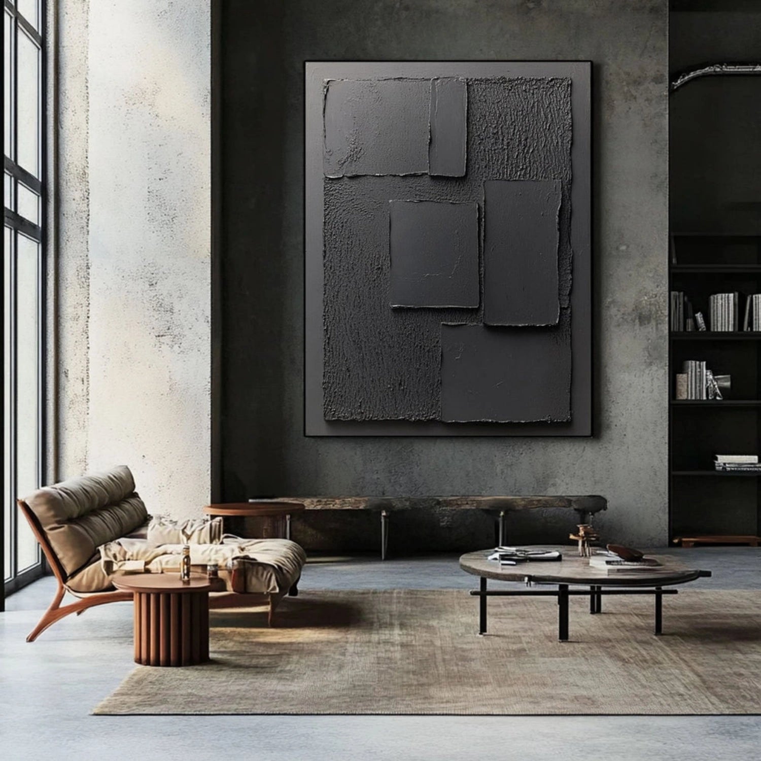 Black Minimalist Textured Canvas Art #BT075